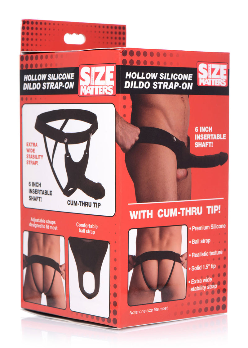 XR Brands Hollow Silicone Dildo Strap-on - Black