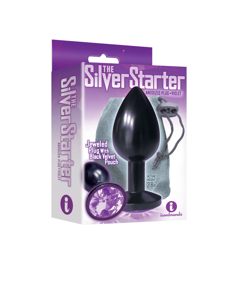 Icon Brands The 9's the Silver Starter Anodized Bejeweled Stainless Steel Plug - Violet