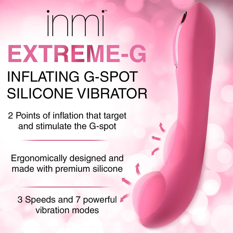 XR Brands Extreme-G Inflating G-Spot Silicone Vibrator - Pink