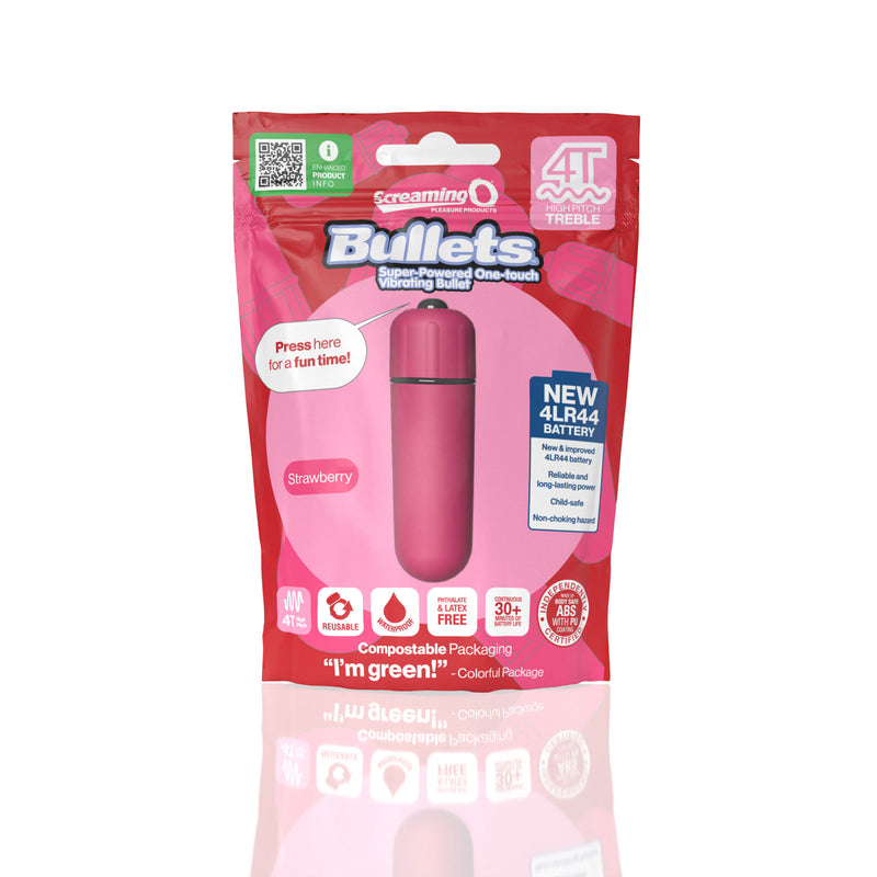 Screaming O Screaming O 4t - Bullet - Super Powered One Touch Vibrating Bullet - Strawberry