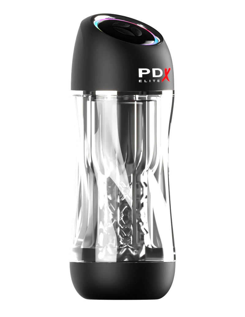 Pipedream PDX Elite Viewtube Pro - Black/Clear - Automatic Stroker Masturbator - Canister Masturbation Cup