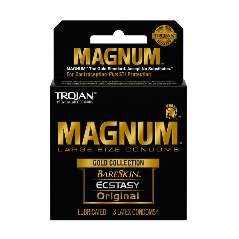 Paradise Marketing Trojan Magnum Large Size Gold Collection Condoms - 3 Pack