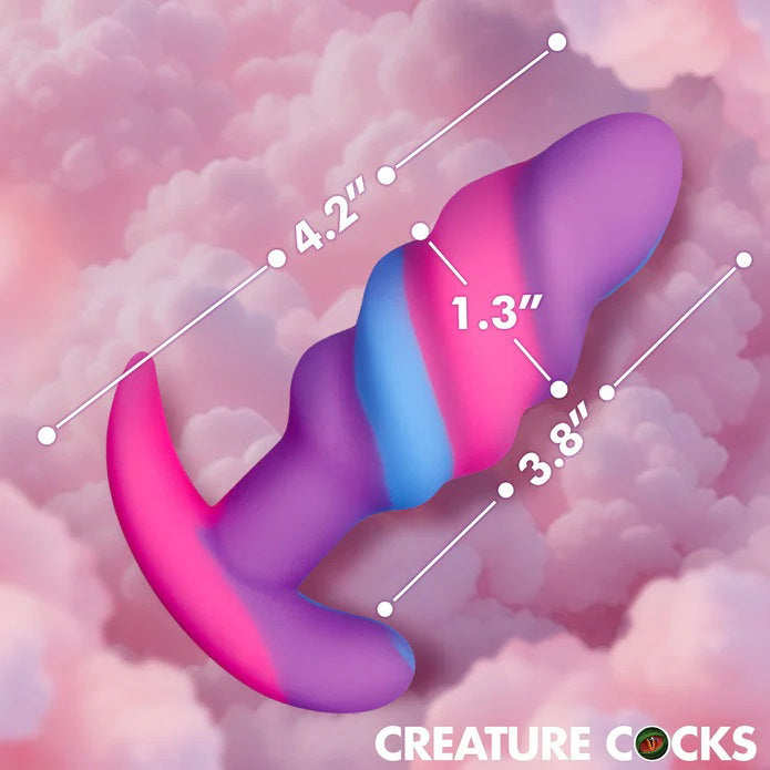 XR Brands Unicorn Swirl Silicone Butt Plug - Small
