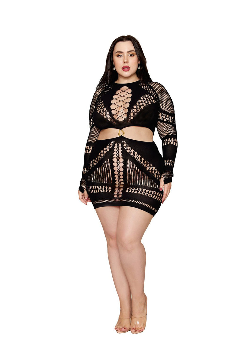 Dreamgirl Chemise Dmnd - Queen Size - Black