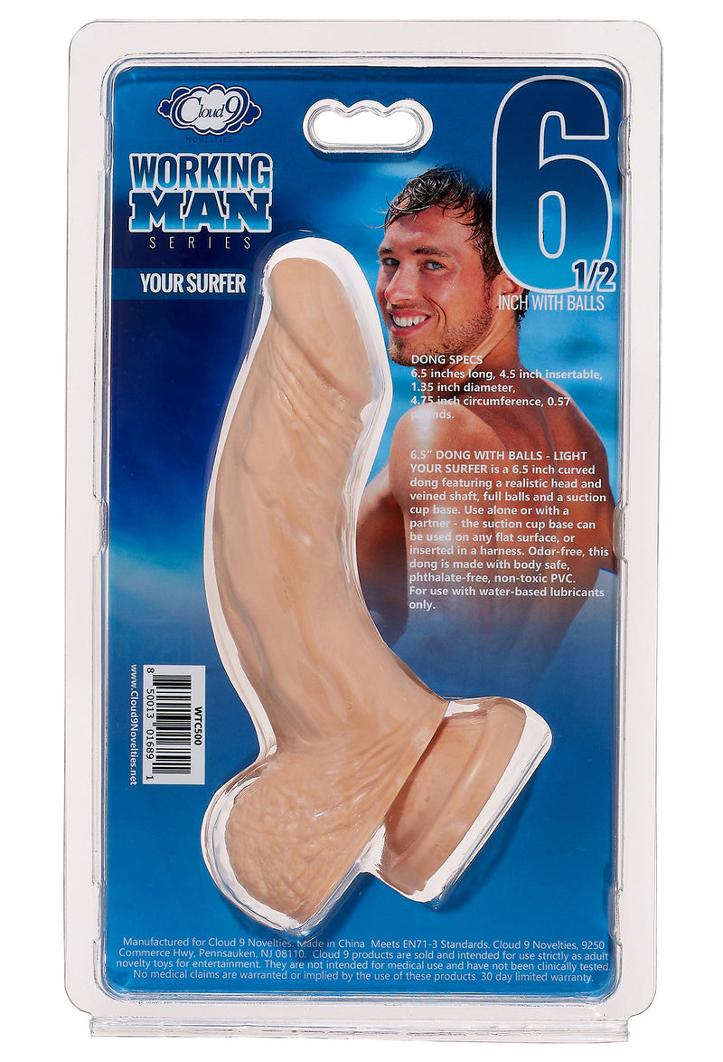 Cloud 9 Novelties Cloud 9 Working Man 6.5 Inch With Balls - Your Surfer - Light