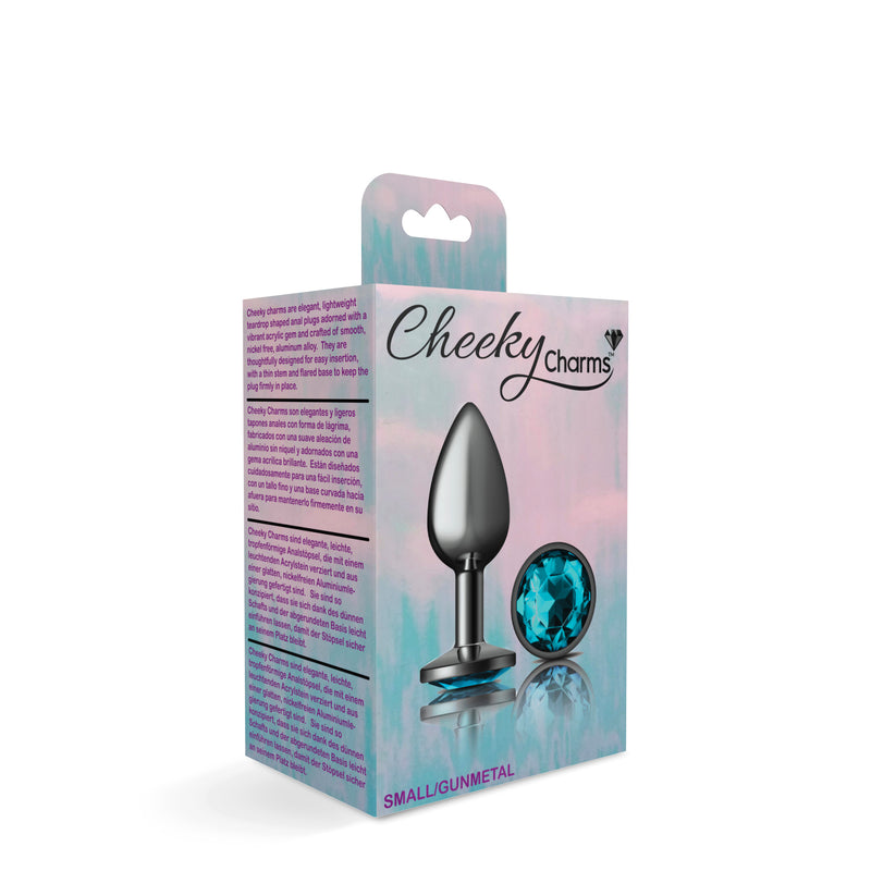 Viben Teal Round Gem Gunmetal Metal Plug - Sm