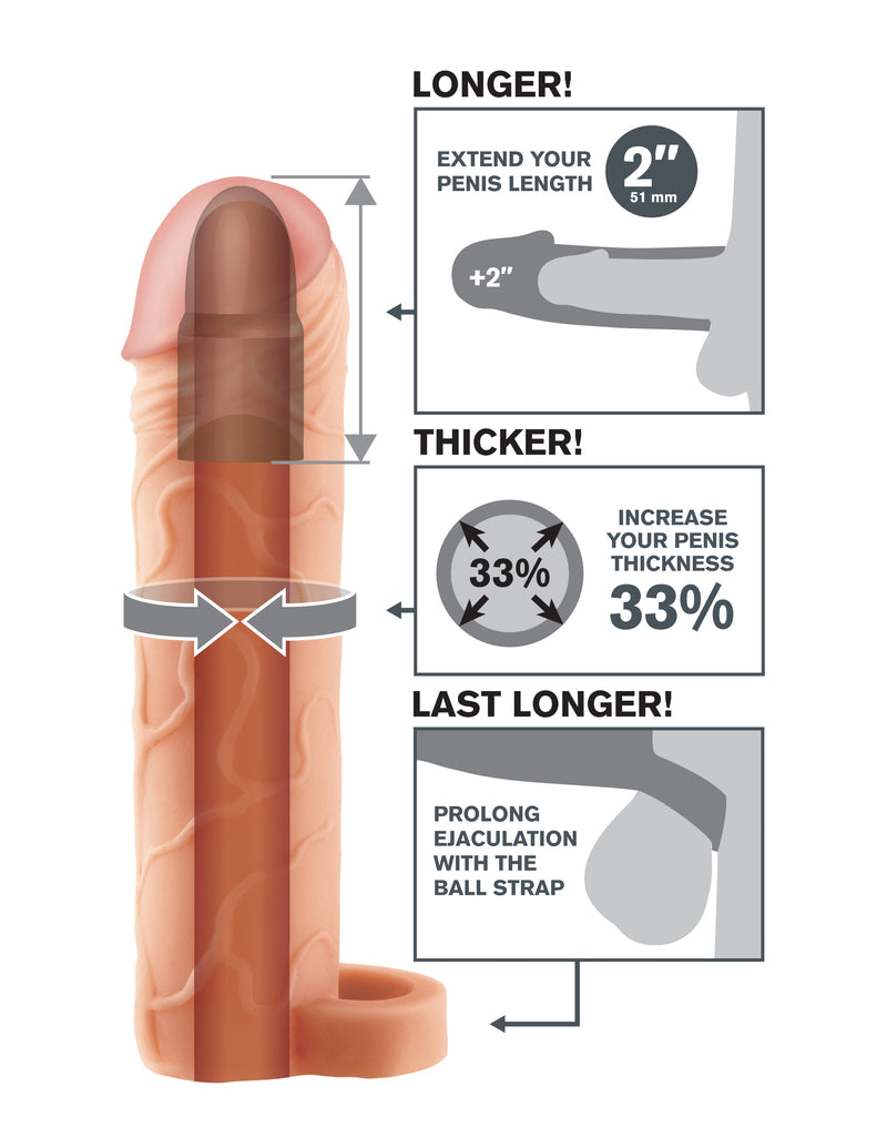 Pipedream Fantasy X-Tension Perfect 2-Inch Extension With Ball Strap - Flesh