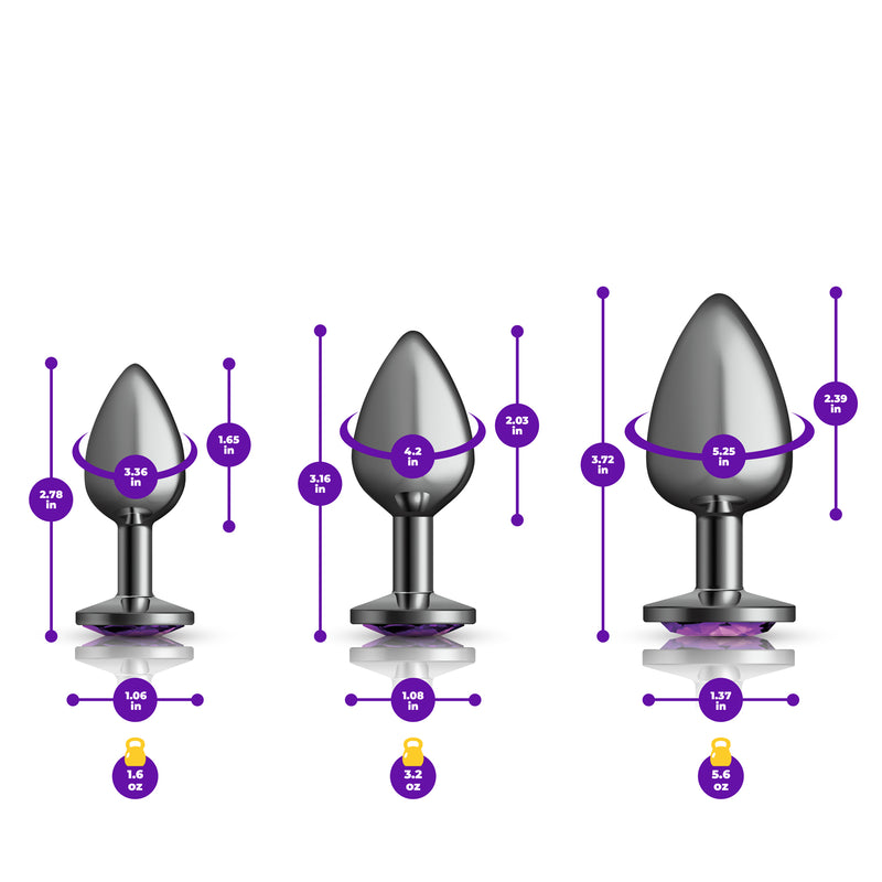 Viben Purple Round Gem Anal Trainer Kit - Gunmetal