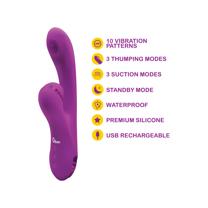 Viben Zazzle Clitoral Suction/thumping Rabbit - Berry
