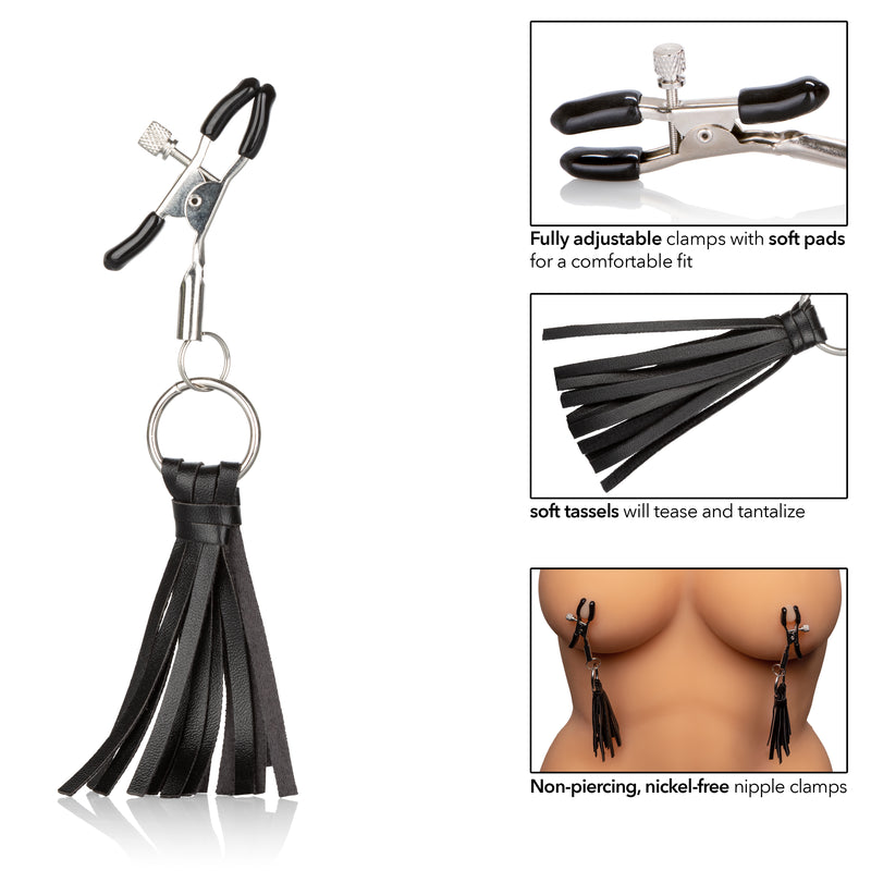 CalExotics Nipple Play Playful Tassels Nipple Clamps - Black