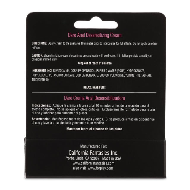 California Fantasies Dare - Anal Desensitizing Cream - 0.5 Oz.
