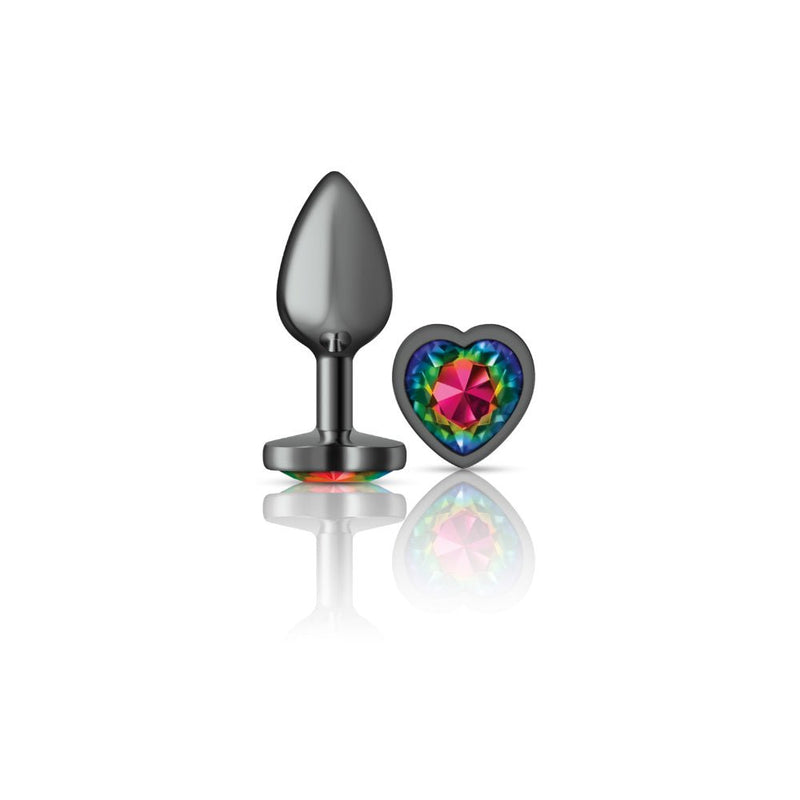 Viben Rainbow Heart Gem Gunmetal Metal Plug - Sm