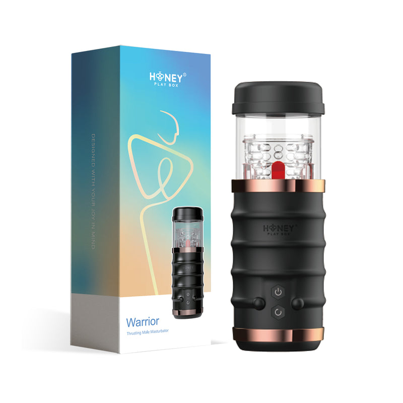 Honey Play Box Warrior Thrusting Male Masturbator - Black - Automatic Stroker Masturbator - Canister Masturbation Cup