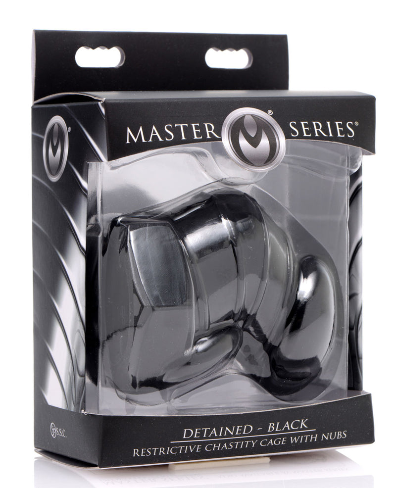 XR Brands Master Series Detained - Black Restrictive Chastity Cage