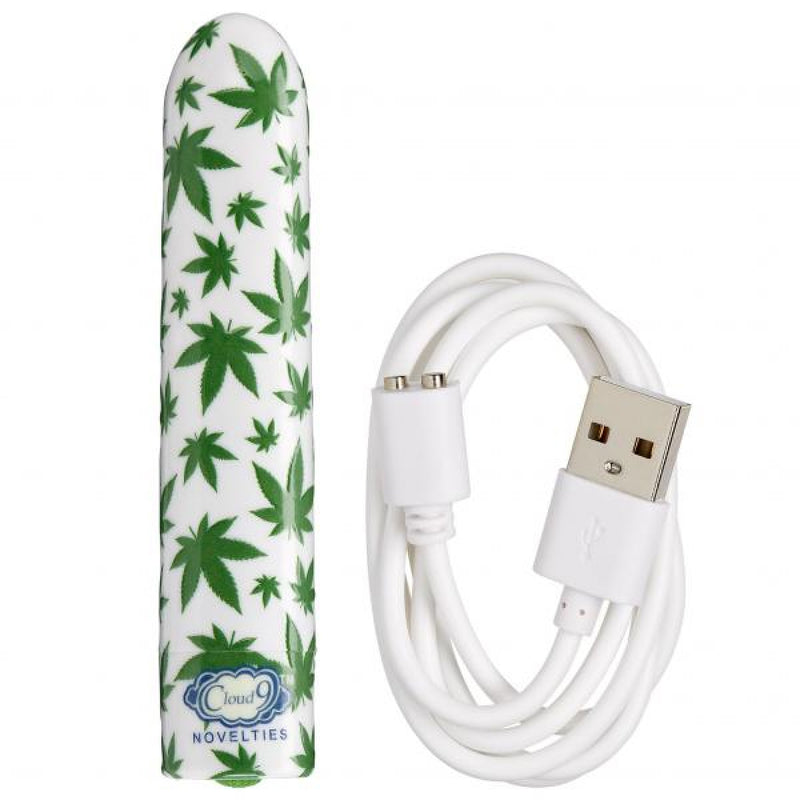 Cloud 9 Novelties 420 Slim Cannabis Leaf Vibe - White/green