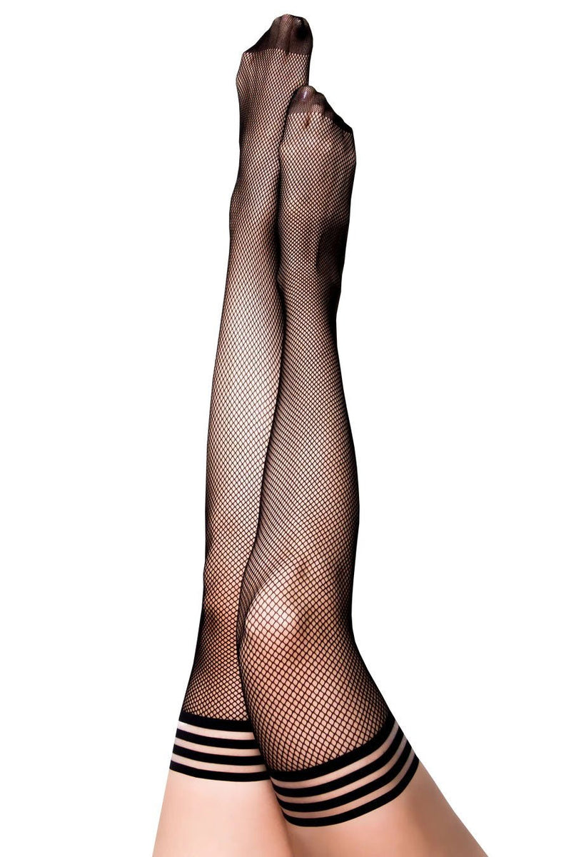 Kix'ies Sam - Fishnet Thigh High - Size C - Black