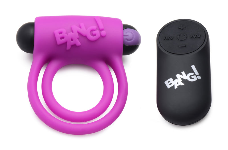 XR Brands Bang - Silicone Cock Ring and Bullet With Remote Control - Purple