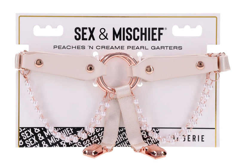 Sportsheets Peaches 'N Creame Pearl Garters - Peach