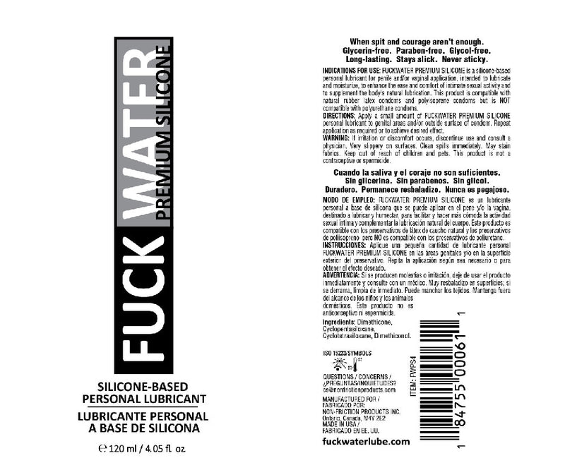 Fuck Water Fuck Water Premium Silicone Lubricant - 4 Fl. Oz.