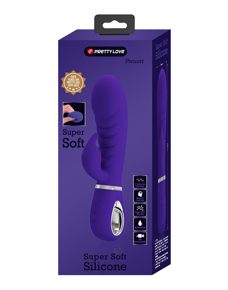 Pretty Love Prescott Super Soft Rabbit Silicone Vibrator - Purple