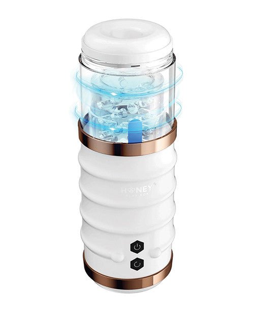 Honey Play Box Warrior Thrusting Male Masturbator - White - Automatic Stroker Masturbator - Canister Masturbation Cup