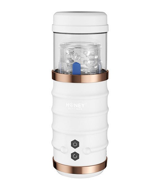 Honey Play Box Warrior Thrusting Male Masturbator - White - Automatic Stroker Masturbator - Canister Masturbation Cup