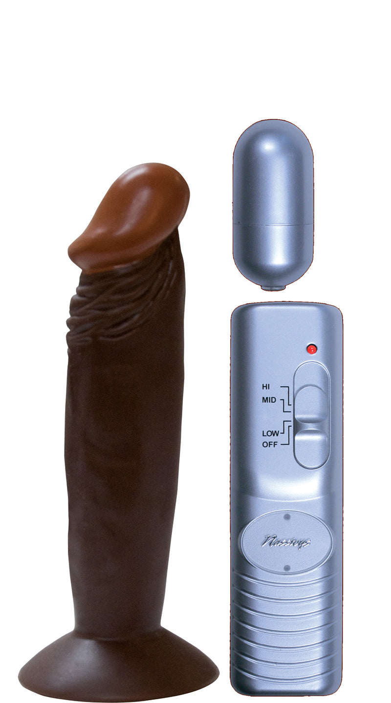 Nasstoys Afro American Whoppers 6 Inch Vibrating Dong With Bullet - Brown
