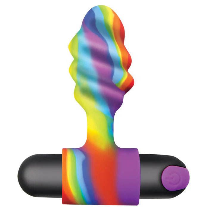 XR Brands Vibrating Rainbow Butt Plug