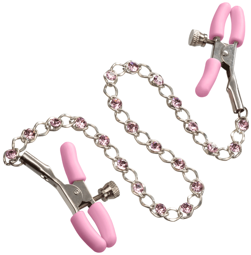 CalExotics Nipple Play Crystal Chain Nipple Clamps - Pink