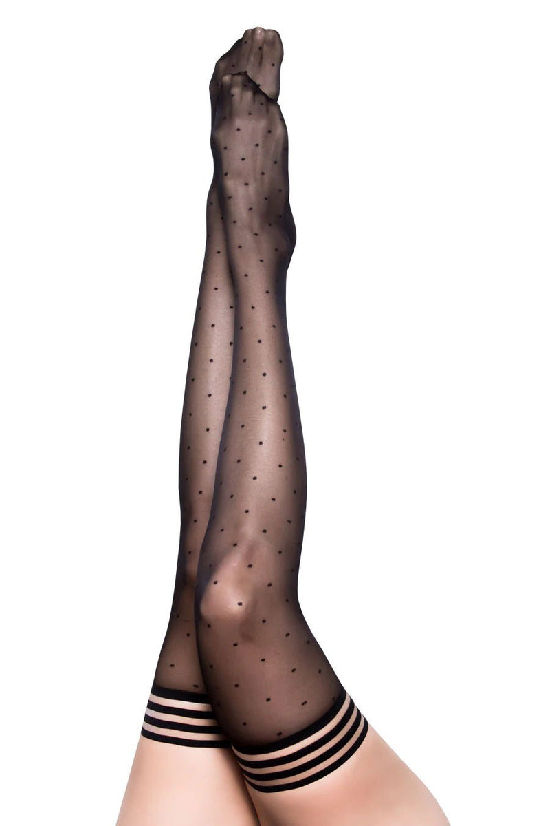 Kix'ies Ally - Polka Dot Thigh High - Size C - Black