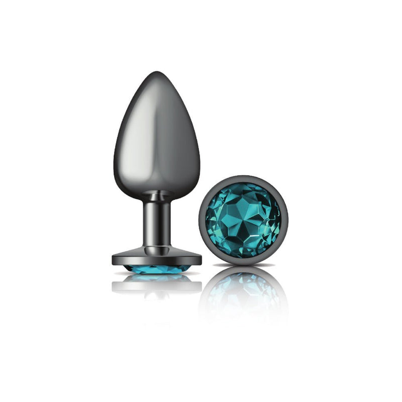 Viben Teal Round Gem Gunmetal Metal Plug - Lg