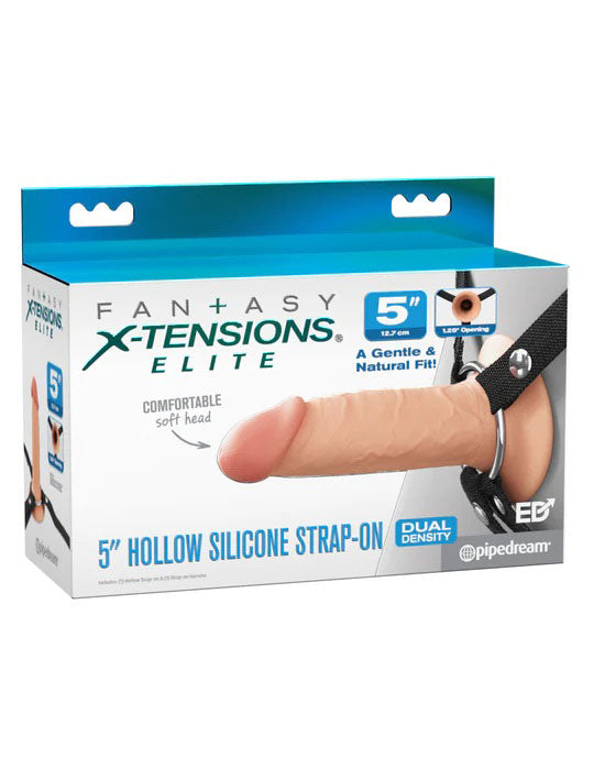 Pipedream Fantasy X-Tensions Elite 5" Silicone Hollow Strap-on Dual Density - Light