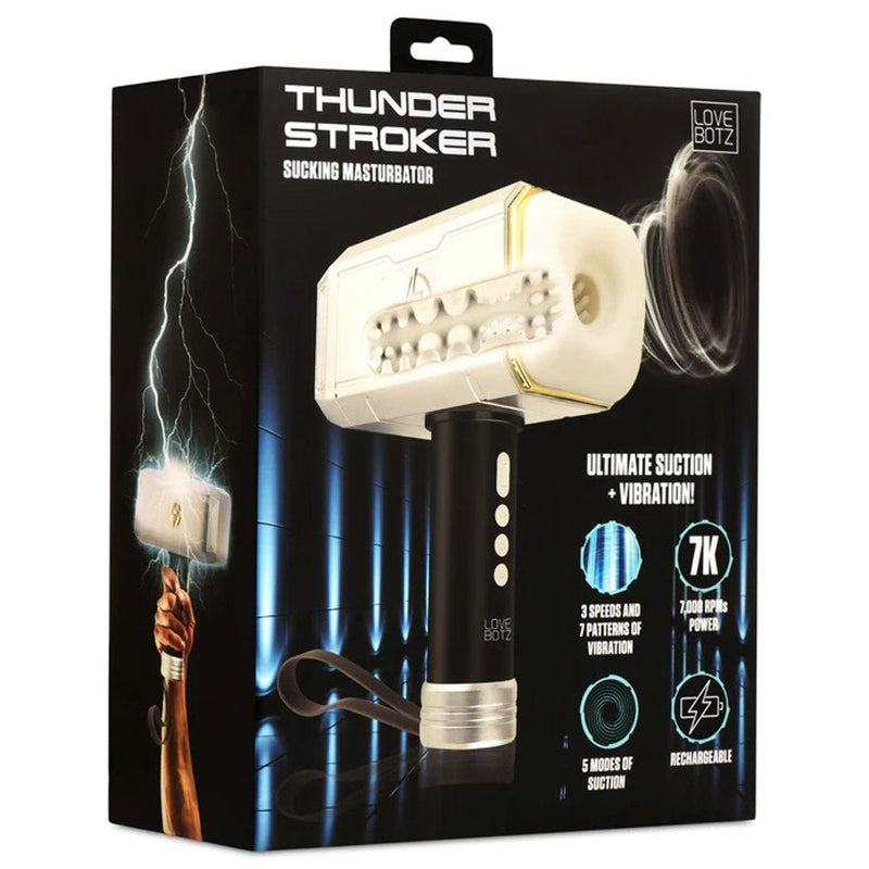XR Brands Thunder Stroker Sucking Masturbator - Silver - Automatic Stroker Masturbator - Canister Masturbation Cup