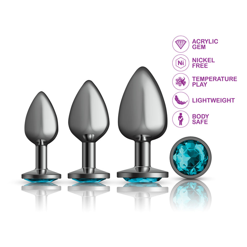 Viben Teal Round Gem Anal Trainer Kit - Gunmetal