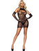 "2 Pc. Leopard Net Dress and Gloves - One Size - Black LA-86126BLK"