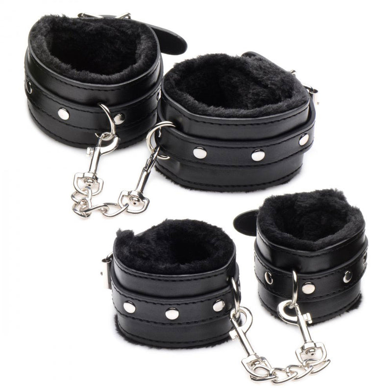 XR Brands Hook Up 10 Piece Plush Bondage Set - Black