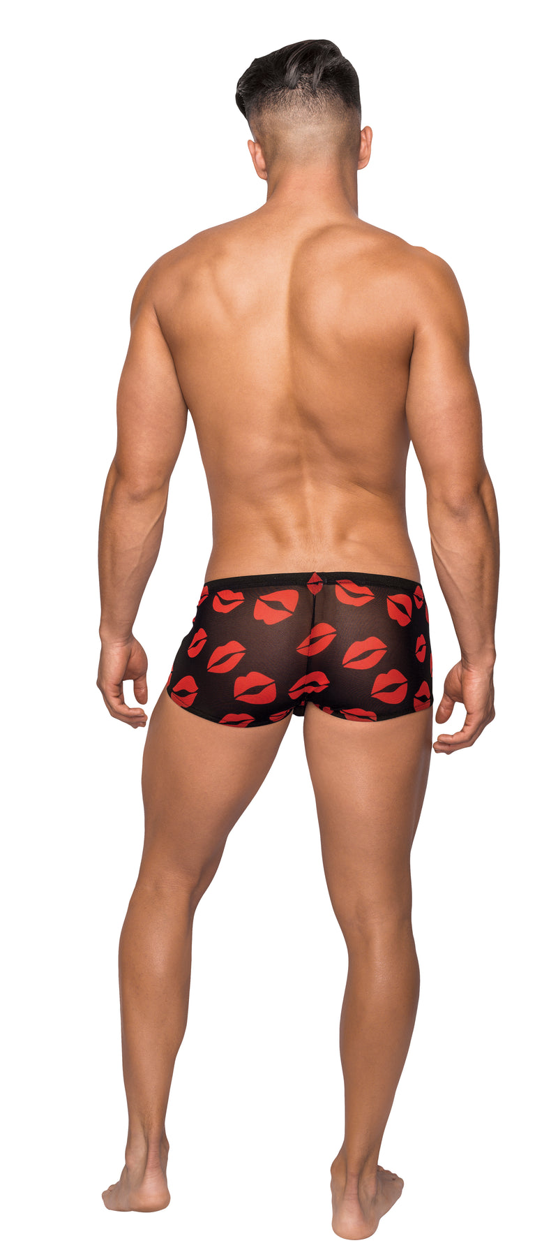 Male Power Kiss Me - Mini Short - Medium - Sheer Lips Black