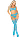 "3 Pc Lace Bra Top, v-Front G-String and Garter Belt Stockings O/s - Neon Blue LA-89348BLUOS"