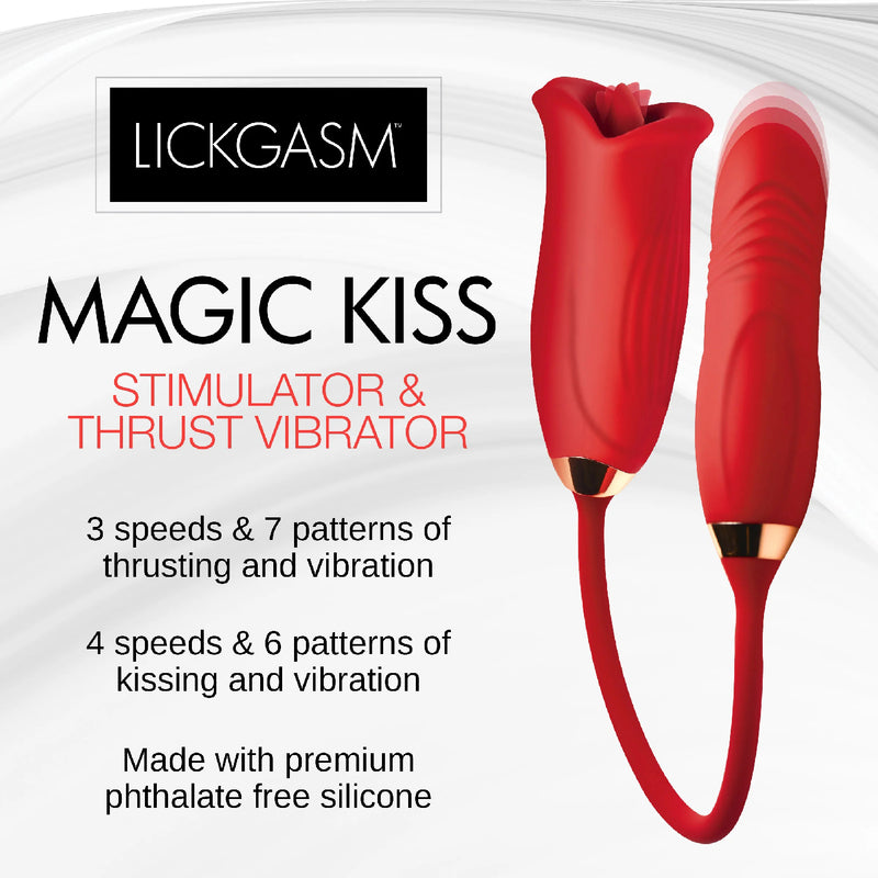 XR Brands Magic Kiss Kissing Clitoral Stimulator With Thrusting Vibrator - Red