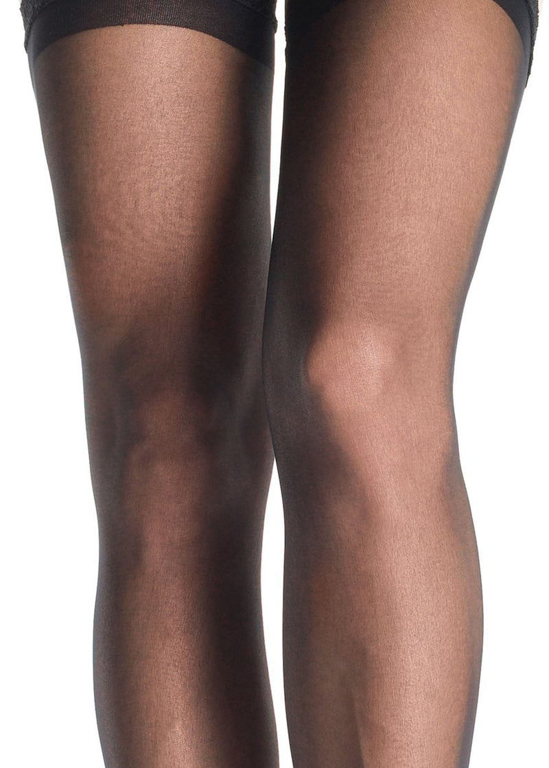 Leg Avenue Sheer Thigh Highs - Queen Size - Black