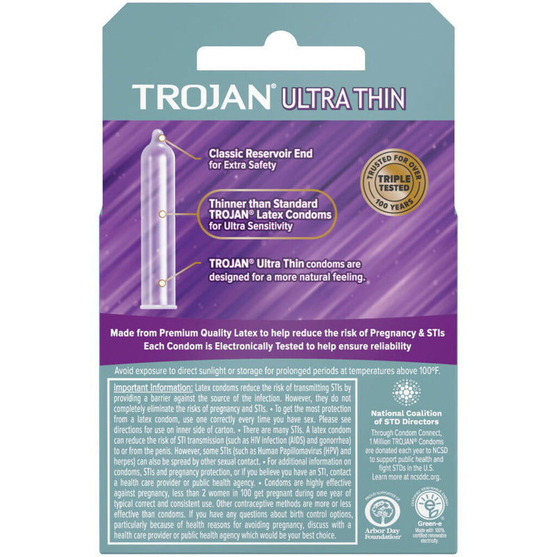 Paradise Marketing Trojan Sensitivity Ultra Thin Lubricated Condoms - 3 Pack