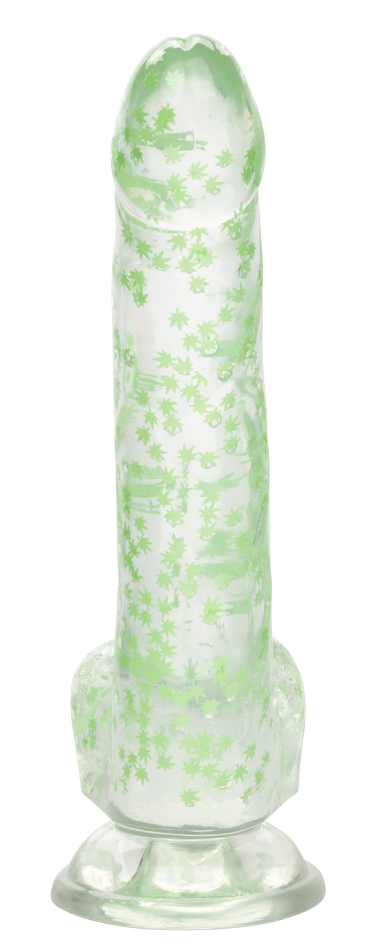 CalExotics Naughty Bits I Leaf Dick Glow-in-the-Dark Weed Leaf Dildo - Glow in the Dark