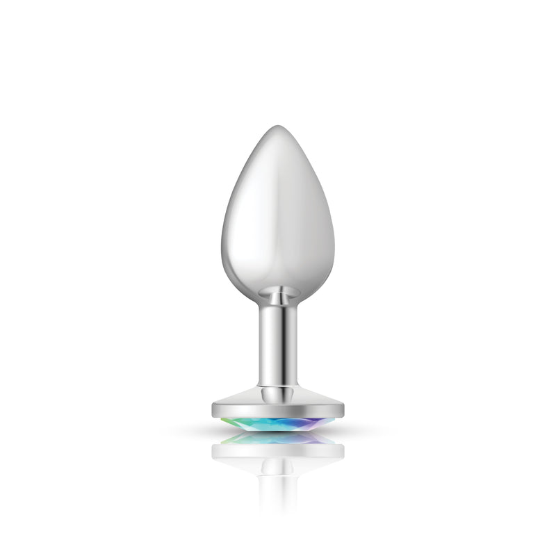 Viben Clear Iridescent Round Gem Silver Metal Plug - Sm