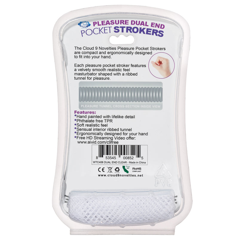 Cloud 9 Novelties Personal Double Ended Beaded Stroker Clear - Stroker Masturbator - Pocket Pussy