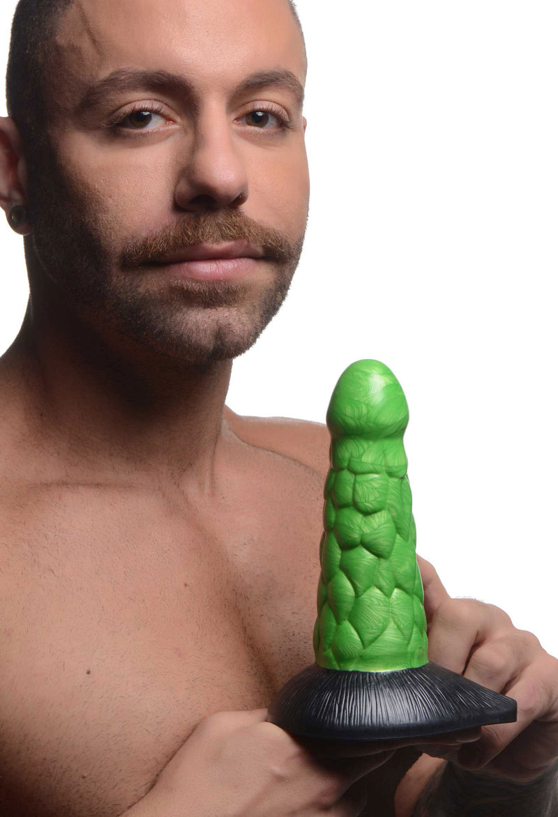 XR Brands Radioactive Reptile Thick Scaly Silicone Dildo - Green