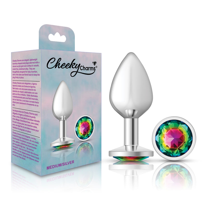 Viben Rainbow Round Gem Silver Metal Plug - Md