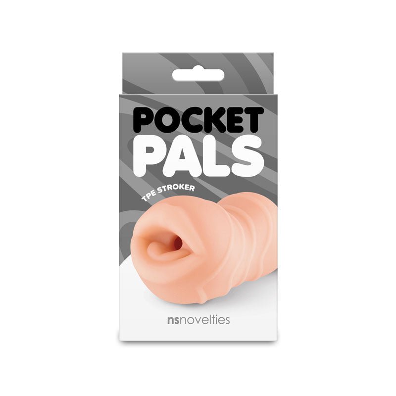 NS Novelties Pocket Pals - Mouth Stroker - Tan - Stroker Masturbator - Realistic Pocket Pussy - Mini Stroker