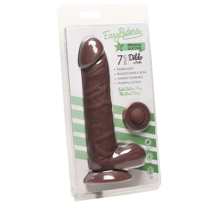 Curve Toys Easy Riders 7" Silicone Dildo With Balls - Dark
