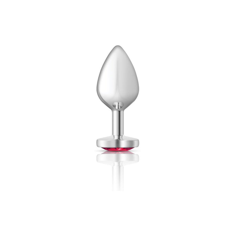 Viben Bright Pink Heart Gem Silver Metal Plug - Md
