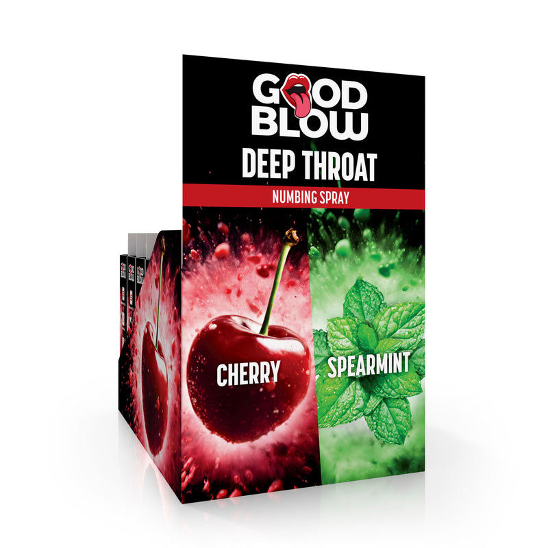XR Brands Deep Throat Numbing Spray Pop Display - Cherry/spearmint 24 Pcs